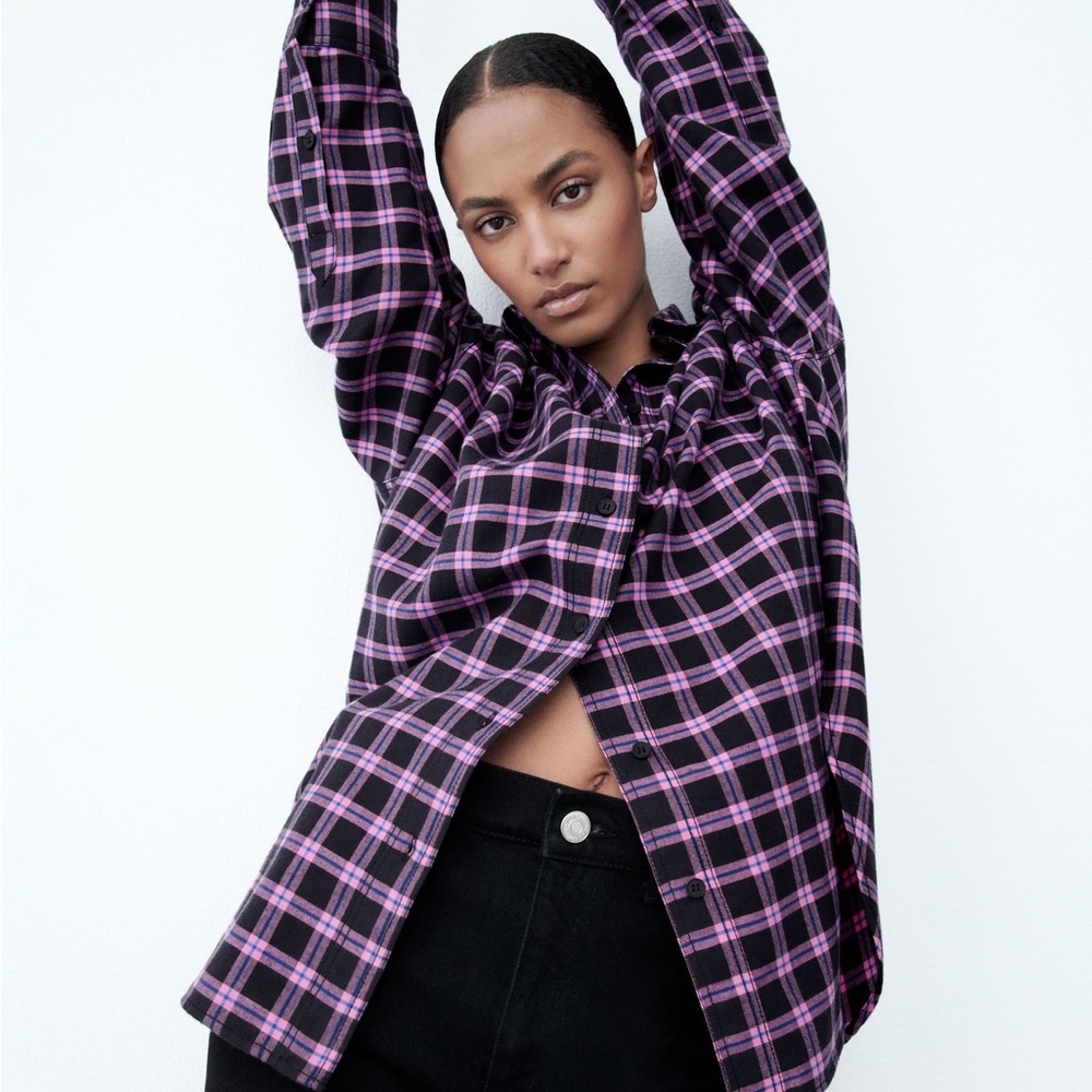 Zara OVERSIZED Button Up Long Sleeve Cotton Shirt